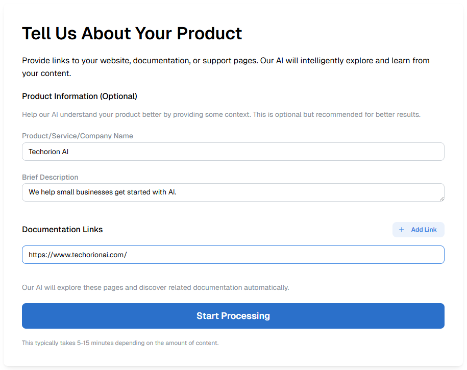 Product Information Page